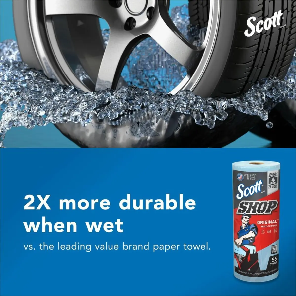 Scott Shop Towels Original Blue 660 Towels (12 Rolls, 55 Sheets/Roll) | High Absorbent & Durable Paper Towels - view 4