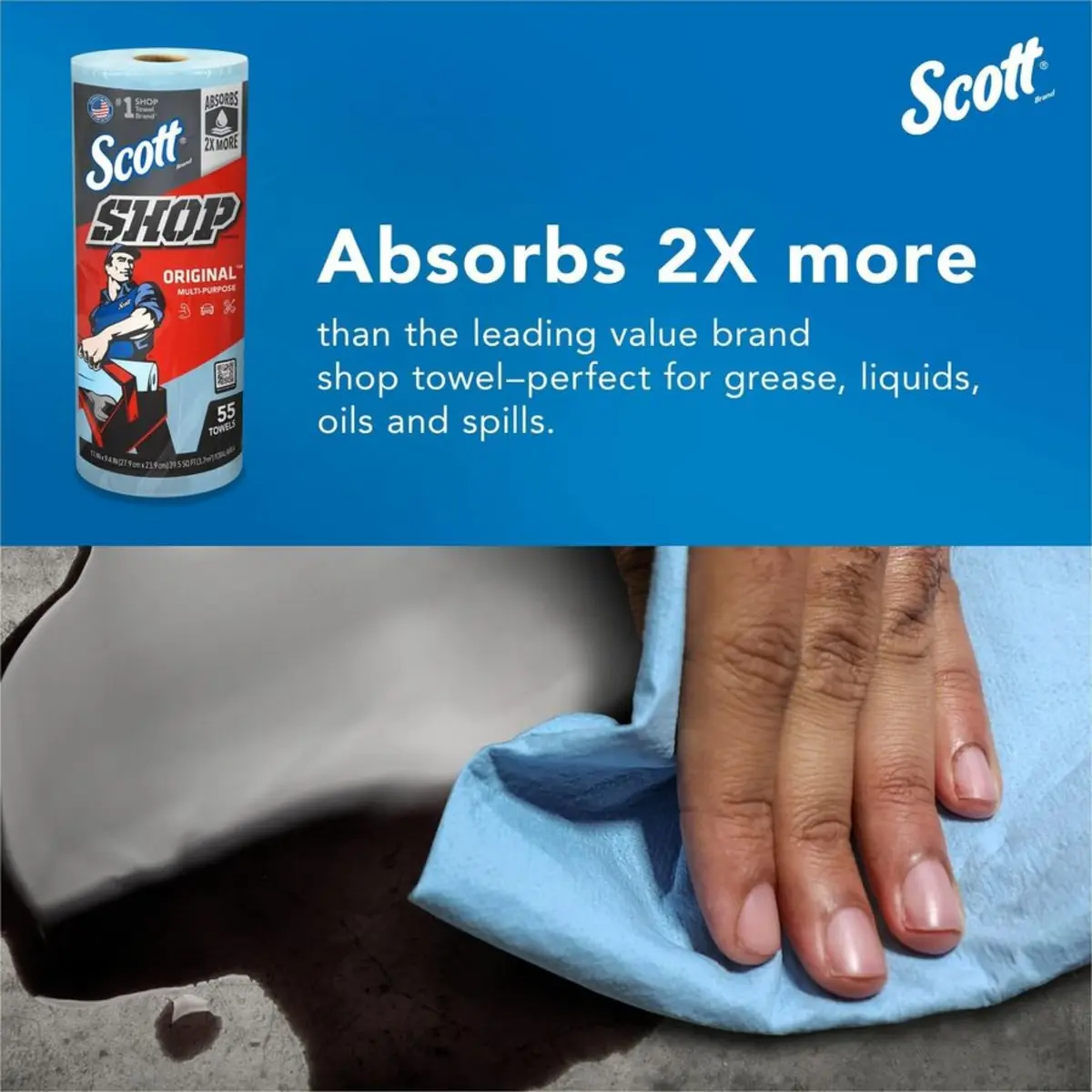 Scott Shop Towels Original Blue 660 Towels (12 Rolls, 55 Sheets/Roll) | High Absorbent & Durable Paper Towels - view 6