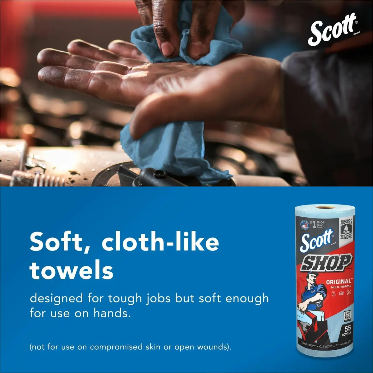 Scott Shop Towels Original Blue 660 Towels (12 Rolls, 55 Sheets/Roll) | High Absorbent & Durable Paper Towels - view 3