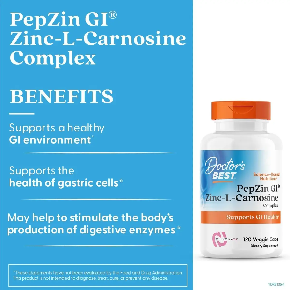 Doctor's Best PepZin GI Zinc-L-Carnosine 1440 Veg Capsules | Gut Health & Stomach Comfort - view 3