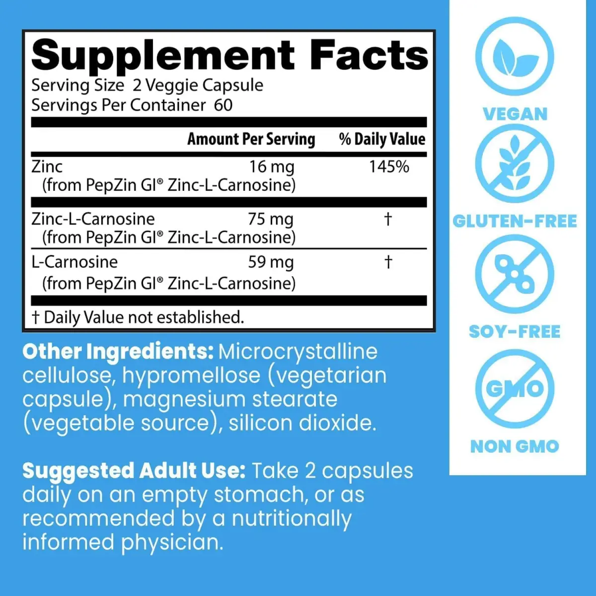 Doctor's Best PepZin GI Zinc-L-Carnosine 1440 Veg Capsules | Gut Health & Stomach Comfort - view 4