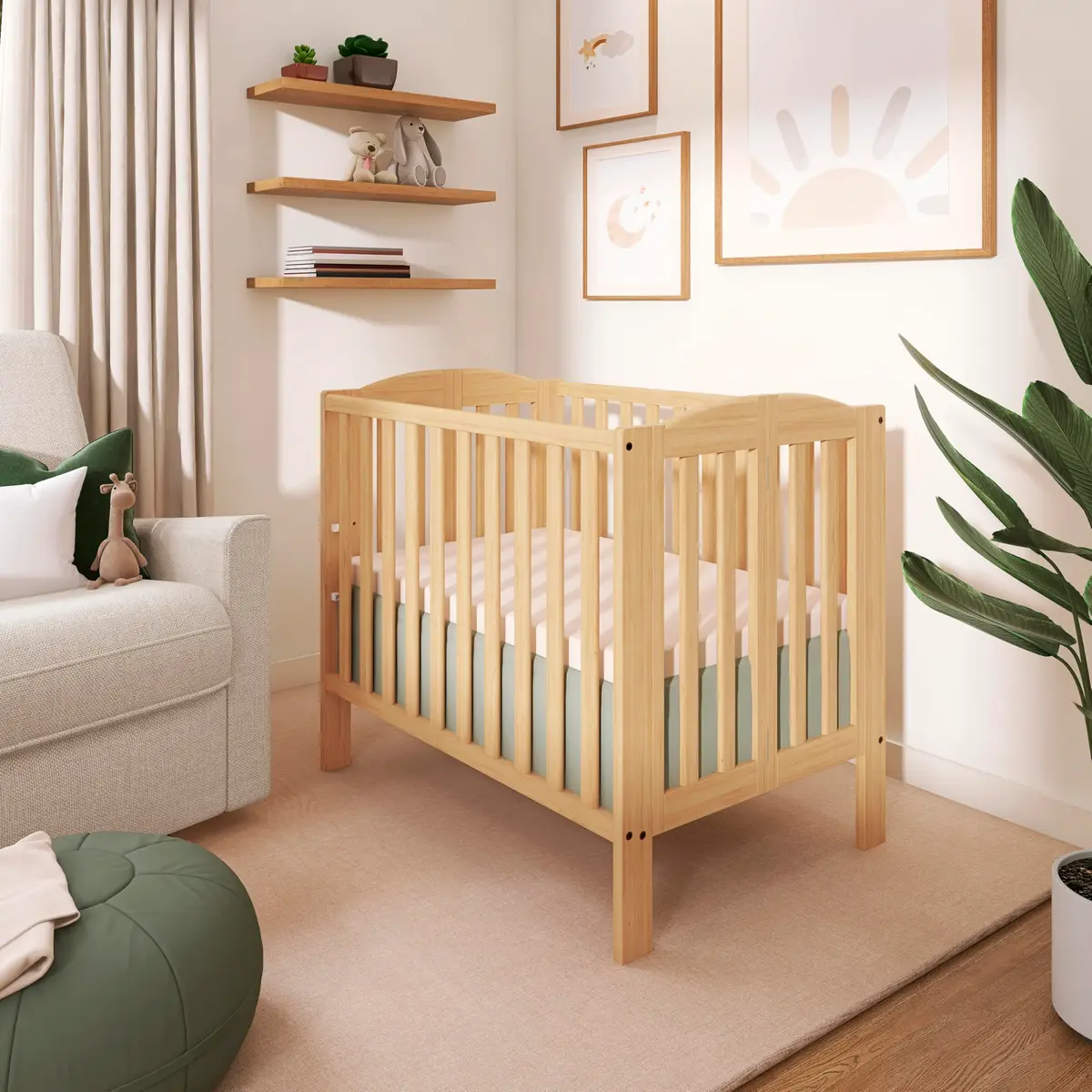 Dream On Me 3-in-1 Portable Folding Crib in Natural | Safe, Stylish & GREENGUARD Gold Certified - view 7