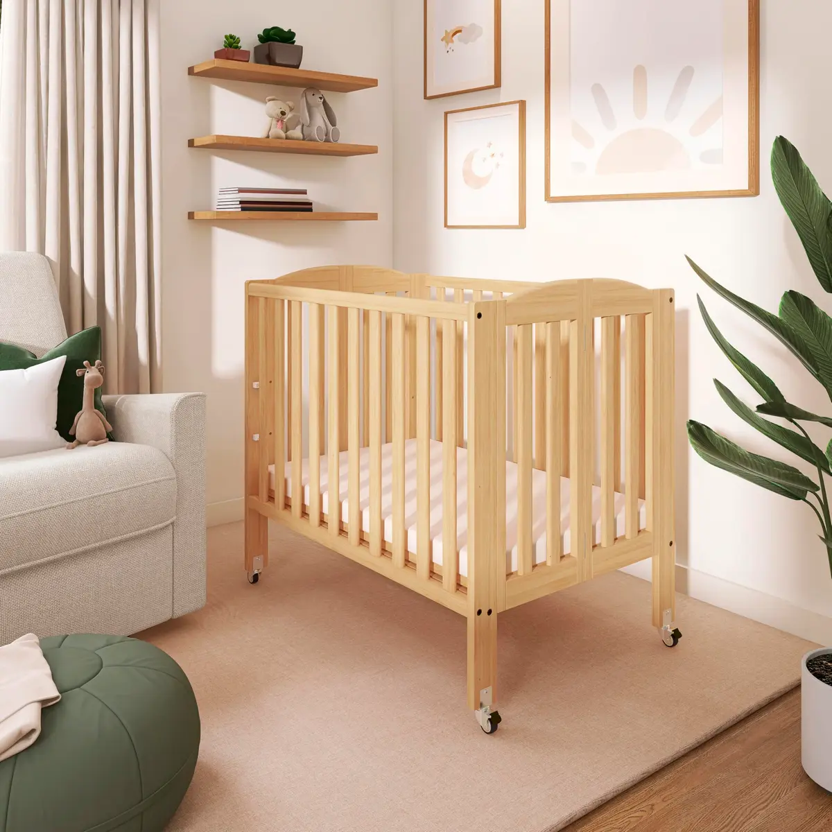 Dream On Me 3-in-1 Portable Folding Crib in Natural | Safe, Stylish & GREENGUARD Gold Certified - view 8