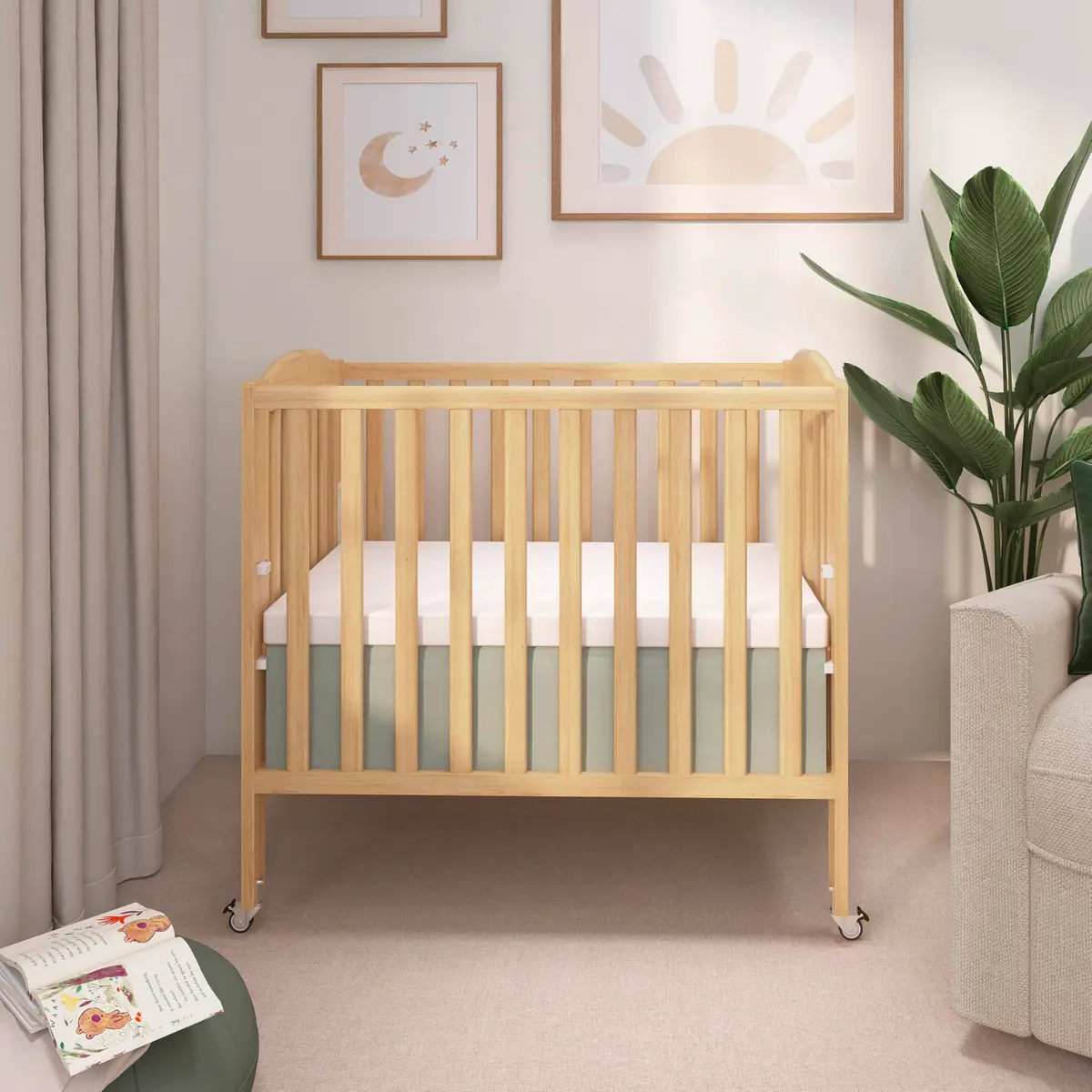 Dream On Me 3-in-1 Portable Folding Crib in Natural | Safe, Stylish & GREENGUARD Gold Certified - view 2