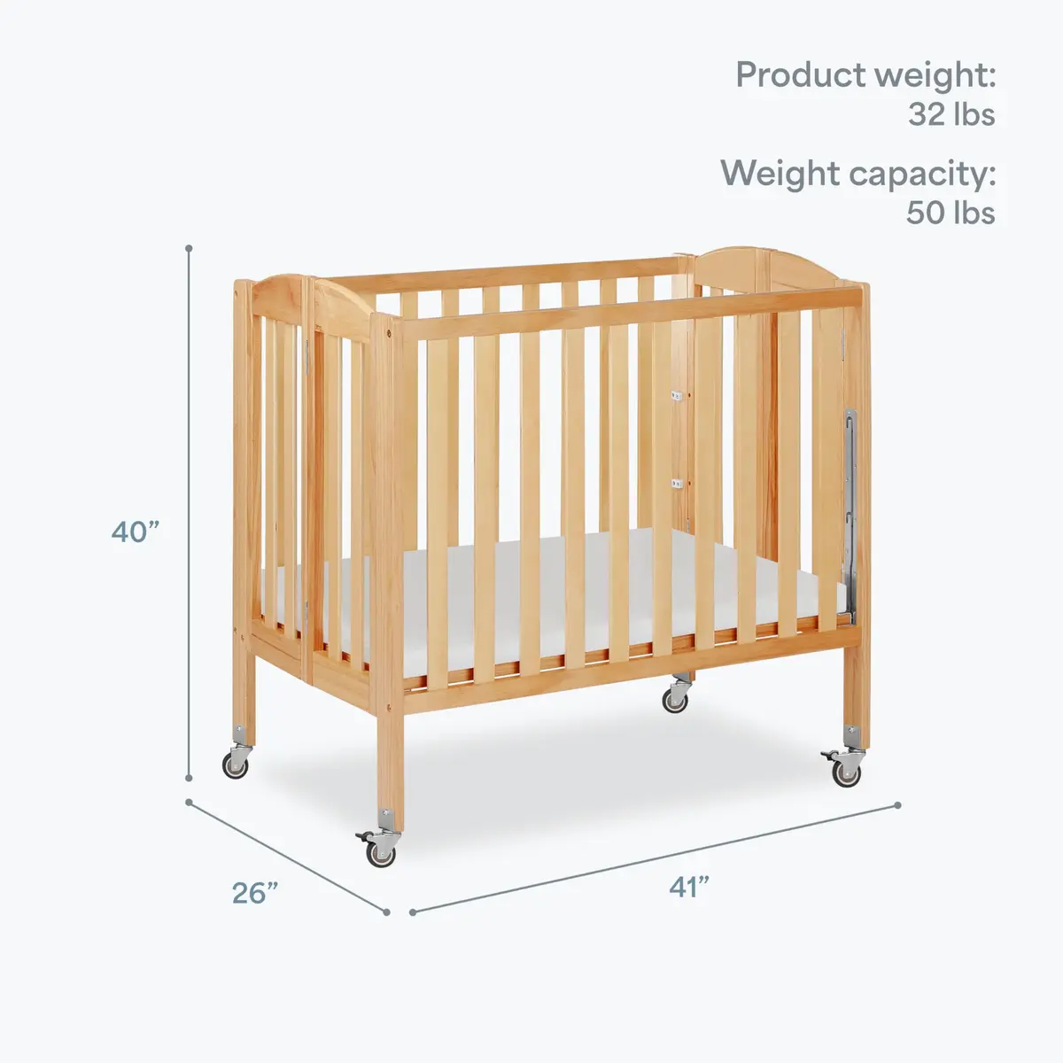 Dream On Me 3-in-1 Portable Folding Crib in Natural | Safe, Stylish & GREENGUARD Gold Certified - view 3