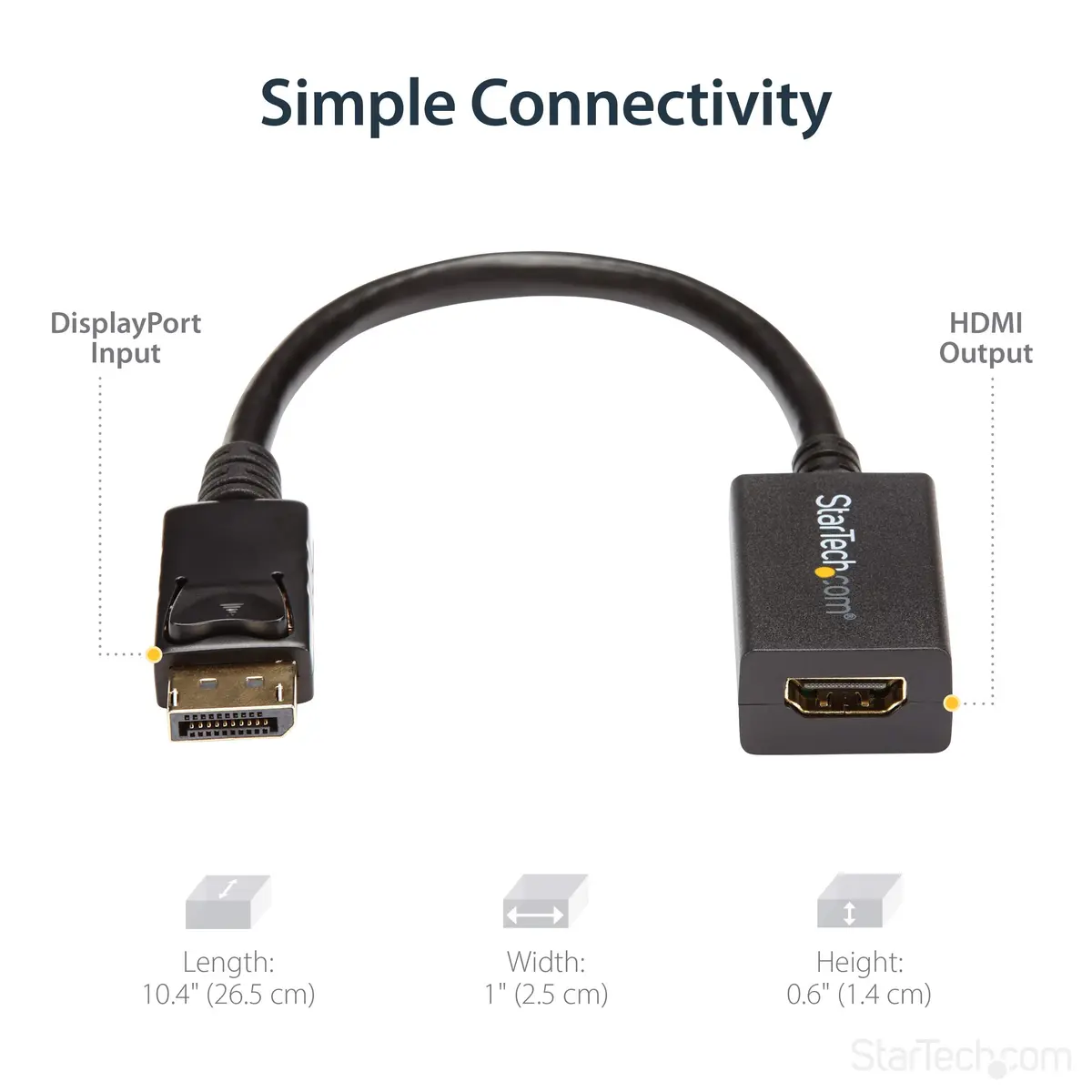 StarTech.com DisplayPort to HDMI Adapter Converter 21cm (8in) Cable | Passive DP++ to HDMI Dongle for 1080p Video - view 5