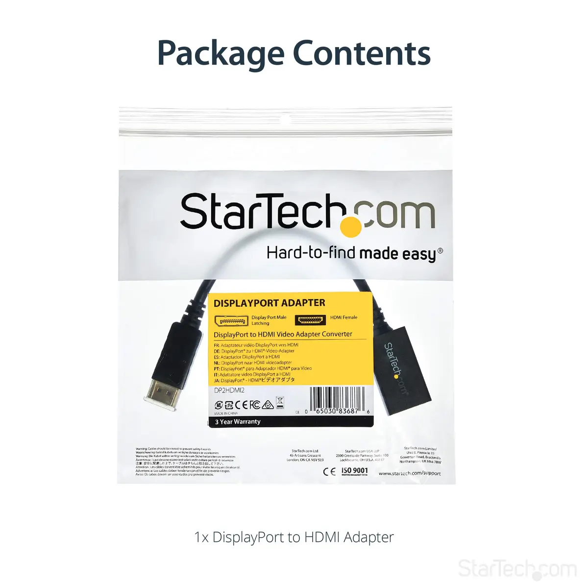 StarTech.com DisplayPort to HDMI Adapter Converter 21cm (8in) Cable | Passive DP++ to HDMI Dongle for 1080p Video - view 6