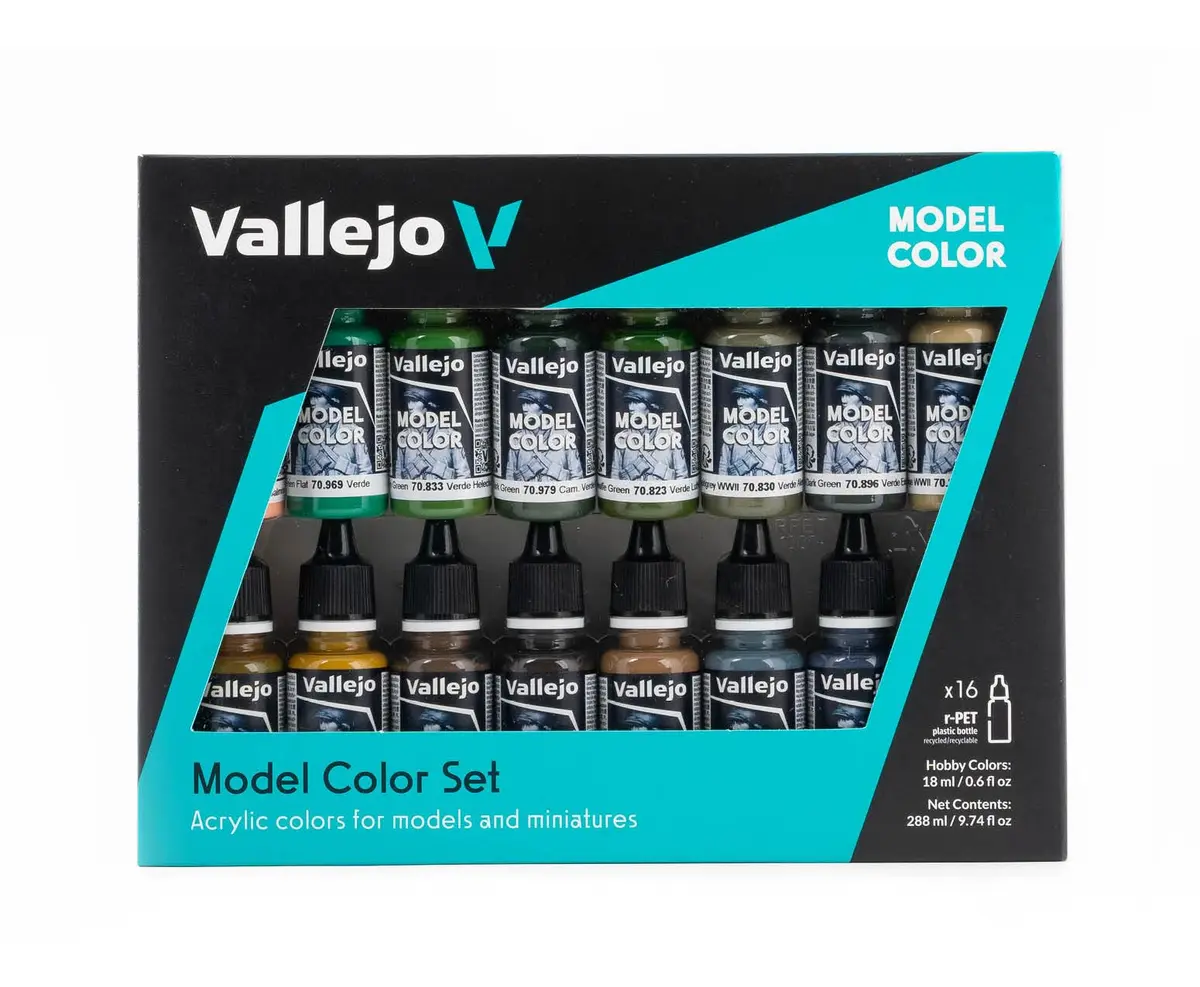 Vallejo German Camouflage WWII Acrylic Paint Set | Model Color | High Pigmentation Colors | 16 Bottles x 18 ml - main product image