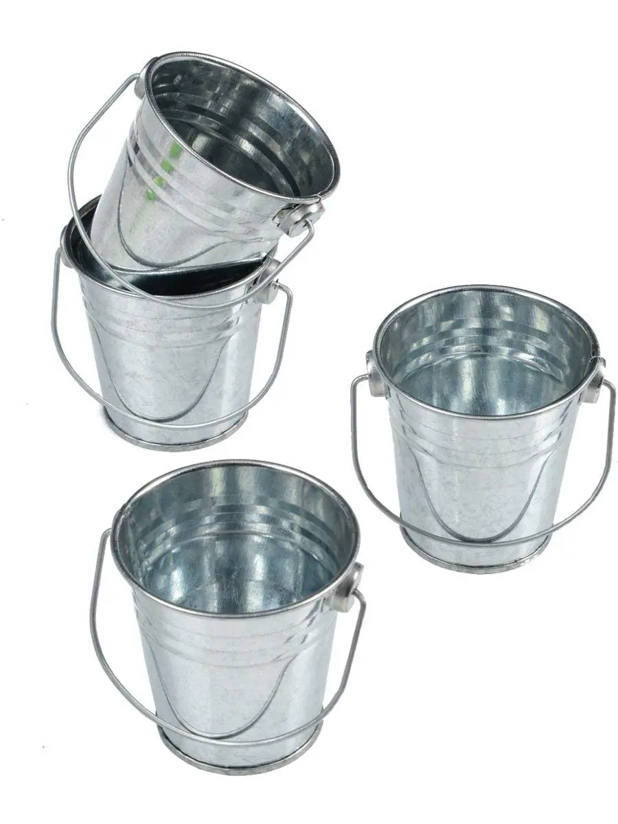 U. S. Toy Mini Metal Buckets Pack of 12 | Kids & Party Use, 2.5” Small Handle Buckets - main product image