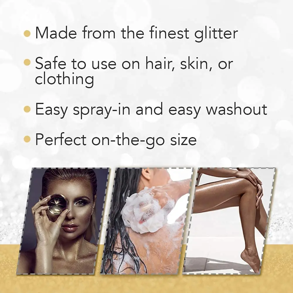 Jerome Russell Punky Colour Glitter Spray Gold/Silver | Shimmery Hair & Body Glitter, 3.5 oz - view 5