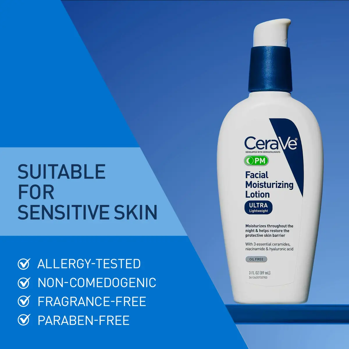 CeraVe PM Facial Moisturizing Lotion, 89ml (3 Fl Oz) | Dermatologist-Developed Night Cream for All Skin Types - view 5