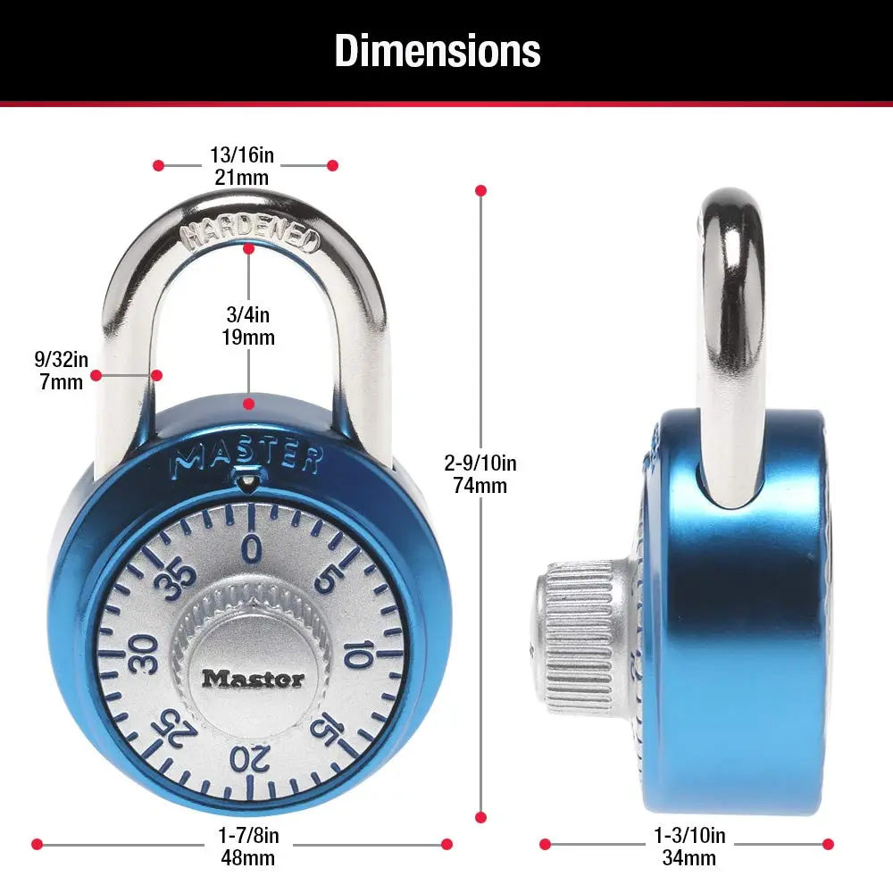 Master Lock 1561DAST Locker Lock Combination Padlock 1 Pack | Durable Metal Body, Keyless Security - view 7