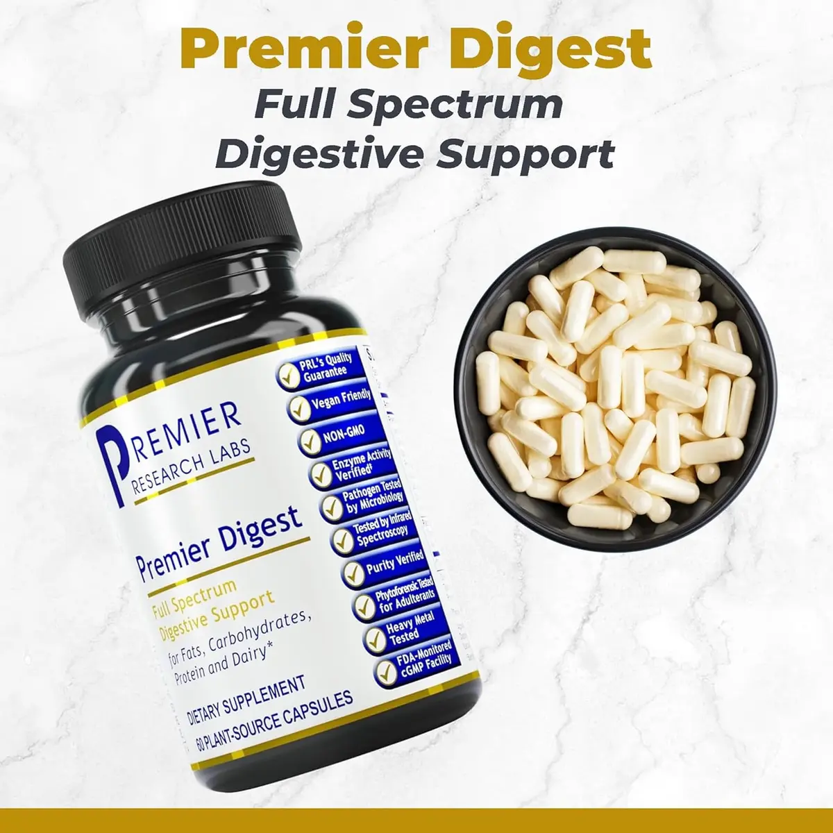 Premier Research Labs Premier Digest 60 Plant-Sourced Capsules | Supports Full Spectrum Digestion - view 2