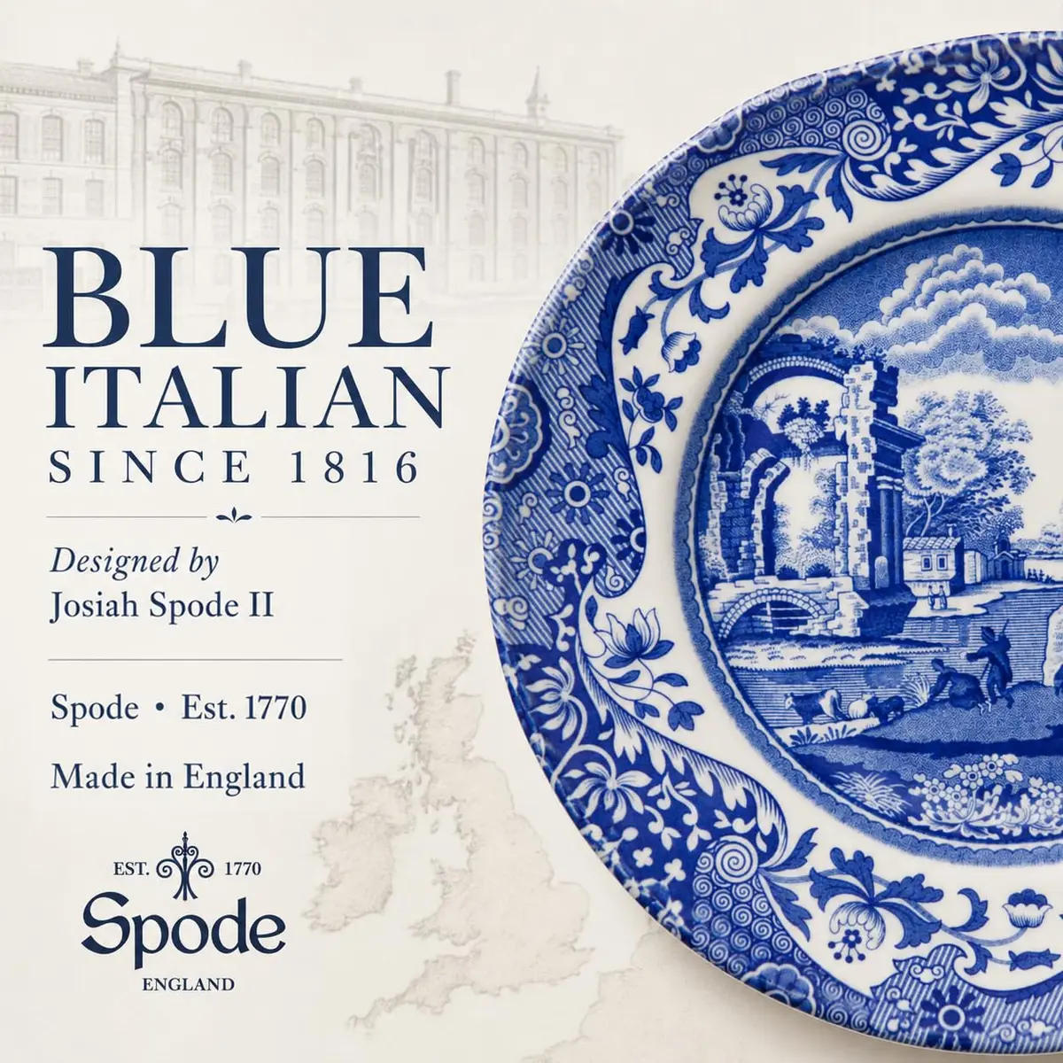 Spode Blue Italian Bread and Butter Plate Set of 4 | 16.5 cm (6.5 Inch) Fine Earthenware - view 7