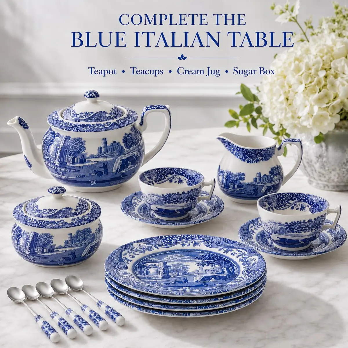 Spode Blue Italian Bread and Butter Plate Set of 4 | 16.5 cm (6.5 Inch) Fine Earthenware - view 8
