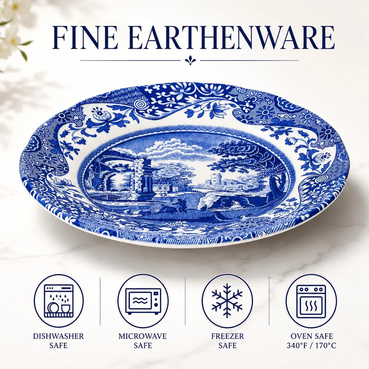 Spode Blue Italian Bread and Butter Plate Set of 4 | 16.5 cm (6.5 Inch) Fine Earthenware - view 3