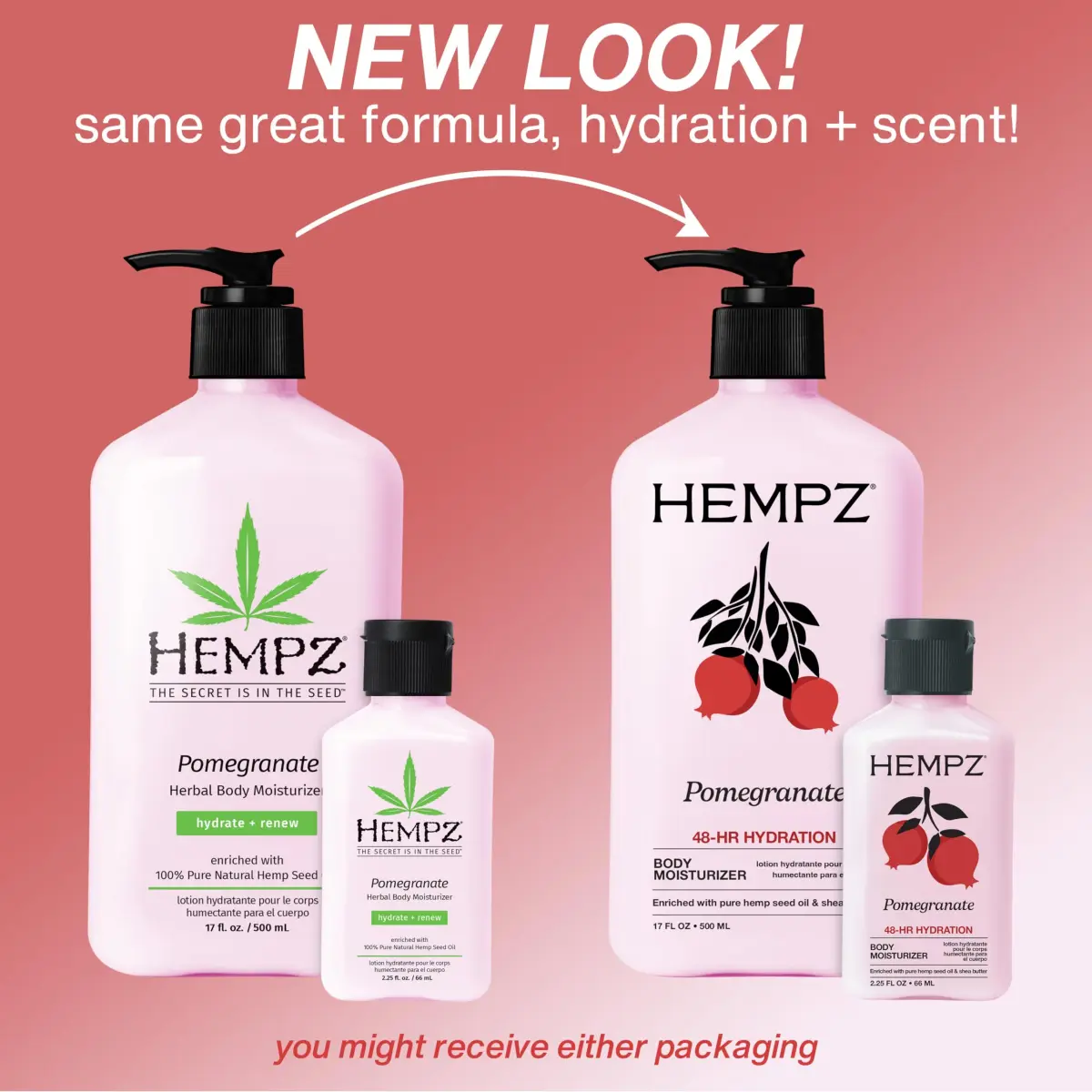 Hempz Pomegranate Bright Citrus Moisturizing Body Lotion 493ml (17 Fl Oz) | Hydrates Dry Skin with Shea Butter & Hemp Seed Oil - view 2