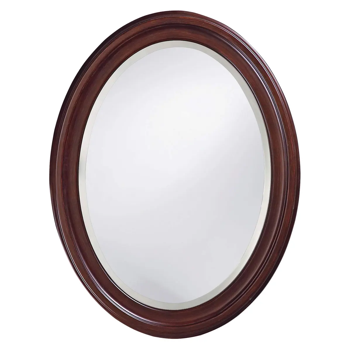Howard Elliott Collection George Oval Chocolate Brown Wall Mirror 33 x 25 Inch | Beveled Wood Framed Vanity Mirror - main product image