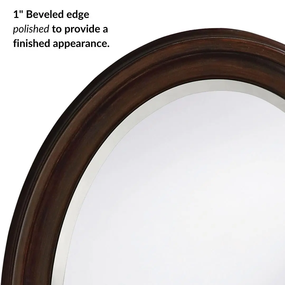 Howard Elliott Collection George Oval Chocolate Brown Wall Mirror 33 x 25 Inch | Beveled Wood Framed Vanity Mirror - view 2