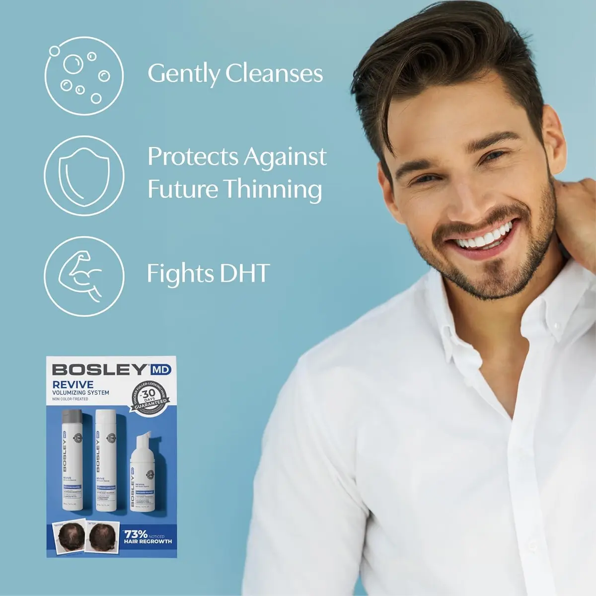 BosleyMD BOSRevive Volumizing Hair System for Non Color-Treated Hair – DHT-Blocking Shampoo, Conditioner & Thickening Treatment (30 Days) - view 3