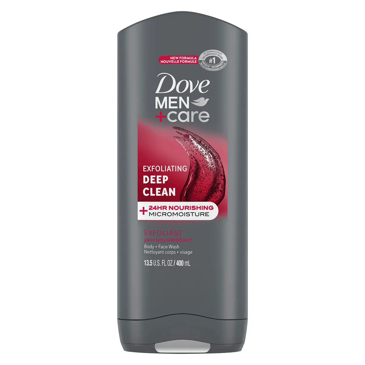 Dove Men+Care Exfoliating Deep Clean Body and Face Wash 399ml (13.5 oz) | Hydrates Skin All Day - main product image