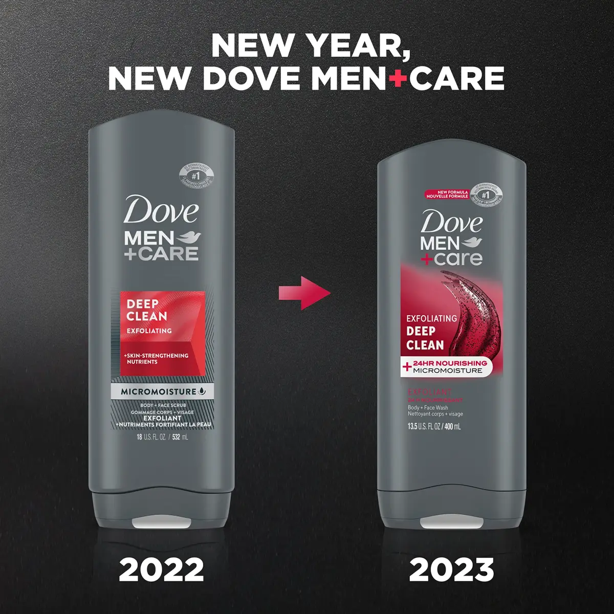 Dove Men+Care Exfoliating Deep Clean Body and Face Wash 399ml (13.5 oz) | Hydrates Skin All Day - view 2