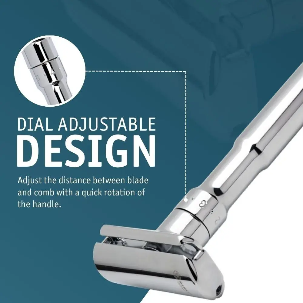 MERKUR FUTUR 701 Adjustable Double Edge Safety Razor - Bright Chrome | 122g (4.3 oz) | Precision German Engineering - view 4