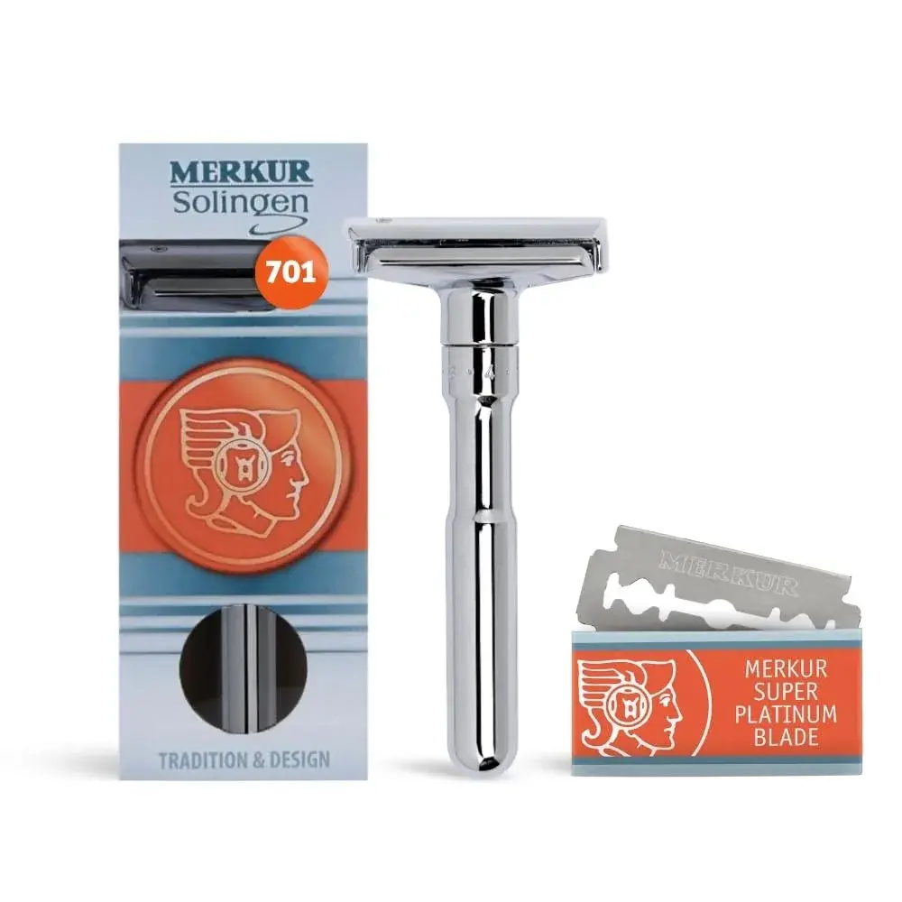 MERKUR FUTUR 701 Adjustable Double Edge Safety Razor - Bright Chrome | 122g (4.3 oz) | Precision German Engineering - main product image
