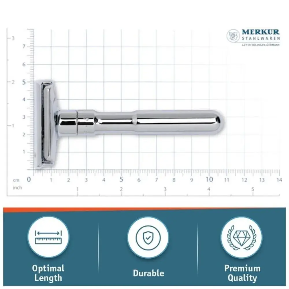 MERKUR FUTUR 701 Adjustable Double Edge Safety Razor - Bright Chrome | 122g (4.3 oz) | Precision German Engineering - view 7
