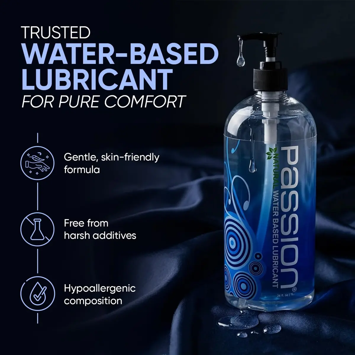 Passion Natural Water-Based Personal Lubricant 16 Fl Oz | Smooth, Non-Sticky, Easy-to-Clean Formula for Comfortable Use — Water-Based / 2 Fl Oz - view 2