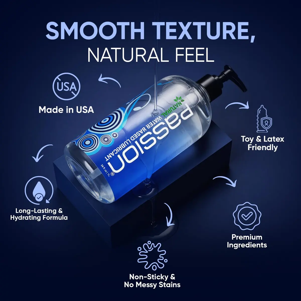 Passion Natural Water-Based Personal Lubricant 16 Fl Oz | Smooth, Non-Sticky, Easy-to-Clean Formula for Comfortable Use — Water-Based / 2 Fl Oz - view 4