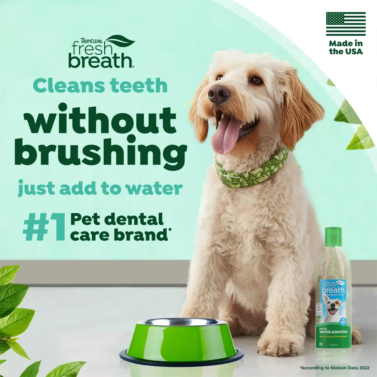 TropiClean Fresh Breath Water Additive for Dogs 473ml (16 Fl Oz) | Odorless, VOHC Accepted, No Brushing Required - view 3