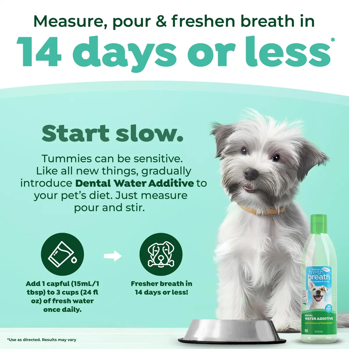 TropiClean Fresh Breath Water Additive for Dogs 473ml (16 Fl Oz) | Odorless, VOHC Accepted, No Brushing Required - view 4