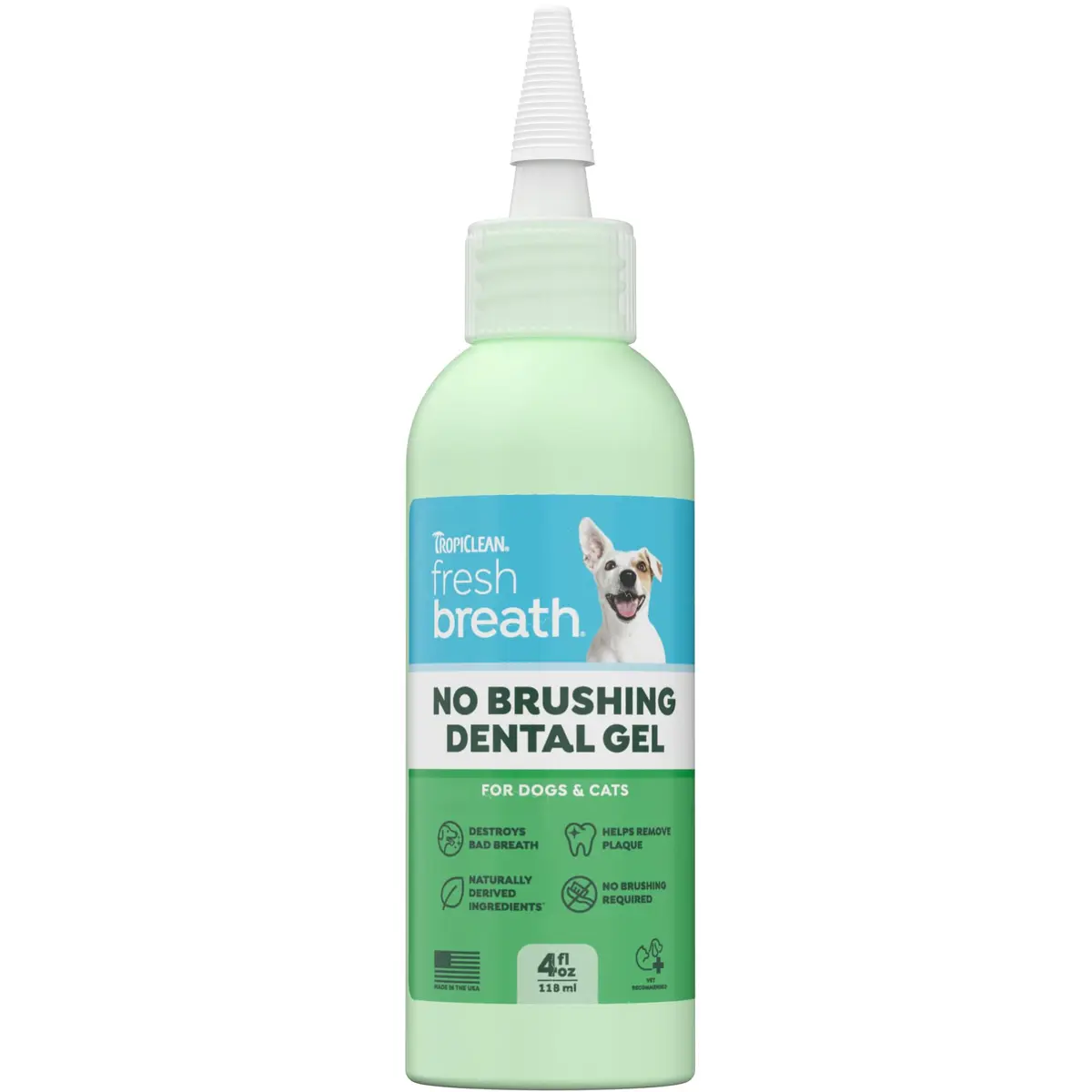 TropiClean Fresh Breath No Brushing Dog Toothpaste Gel 4oz (118ml) | Fights Bad Breath & Plaque - main product image