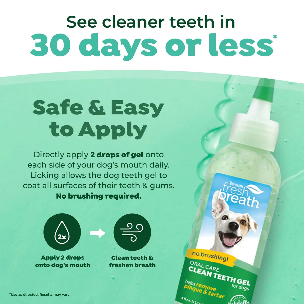 TropiClean Fresh Breath No Brushing Dog Toothpaste Gel 4oz (118ml) | Fights Bad Breath & Plaque - view 3