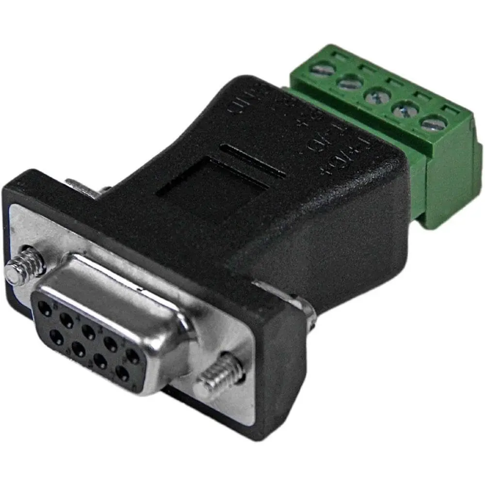 StarTech.com DB9 to Terminal Block Adapter RS422 RS485 Male Black | Converts DB9 Male to 5-Pin Terminal Block for Industrial Wiring - main product image