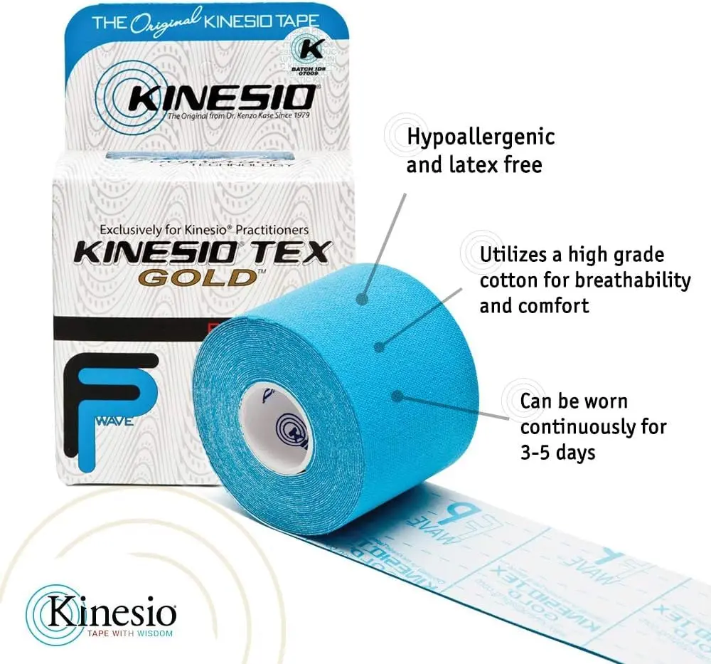 Kinesio Gold Elastic Therapeutic Athletic Tape FP Beige 2.54cm (1in) x 5m Roll | USA-Sourced for Muscle Support - view 3