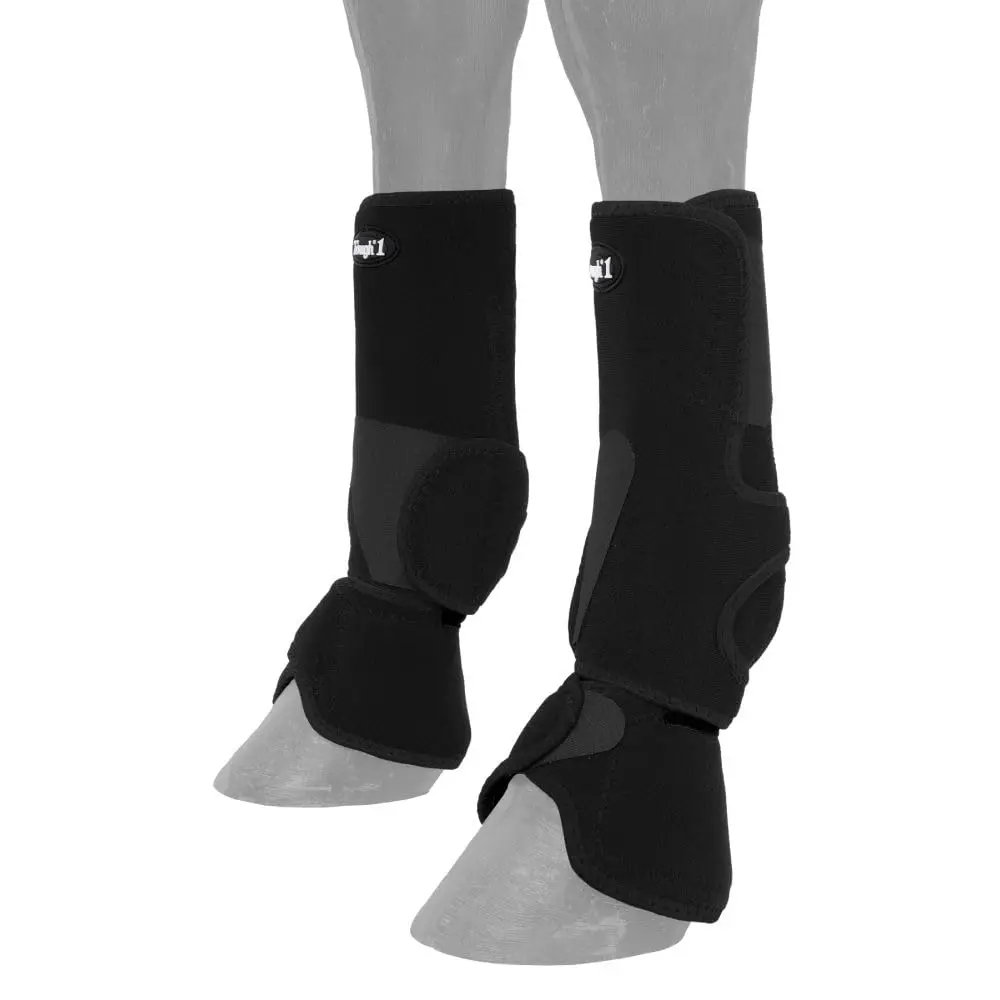Tough 1 Performers 1st Choice Combo Boots, Black, Medium | Lightweight neoprene with quick grip tabs - main product image