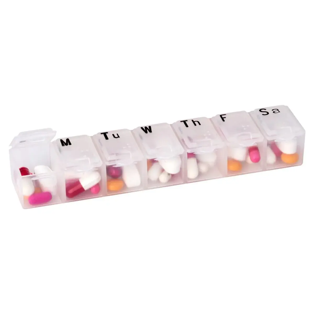 Acu-Life Weekly Pill Organizer Medium Medicine Planner Clear Lids | 7-Day Pill Sorter - main product image