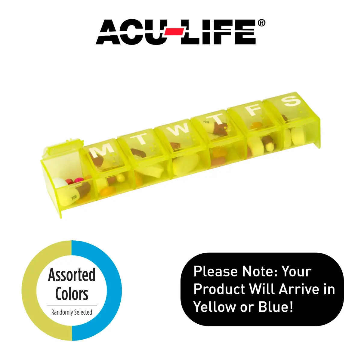 Acu-Life Weekly 7-Day Pill Organizer Large Medicine Case | 7 Compartments, Travel-Friendly - view 2