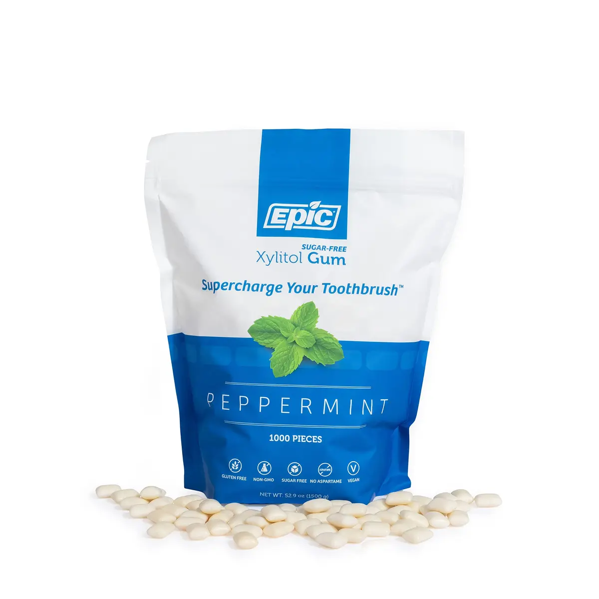 Epic Xylitol Peppermint Gum, 1000 Pieces | Sugar Free, No Artificial Sweeteners, Supports Oral Health - view 8