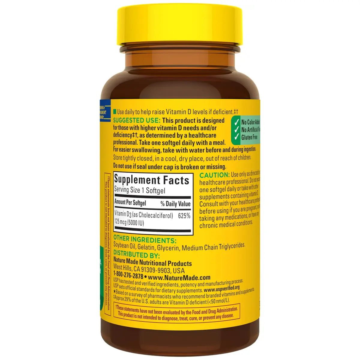 Nature Made Vitamin D3 5000 IU (125 mcg), 90 Vitamin D Softgels | Extra Strength for Bone & Immune Support - view 8