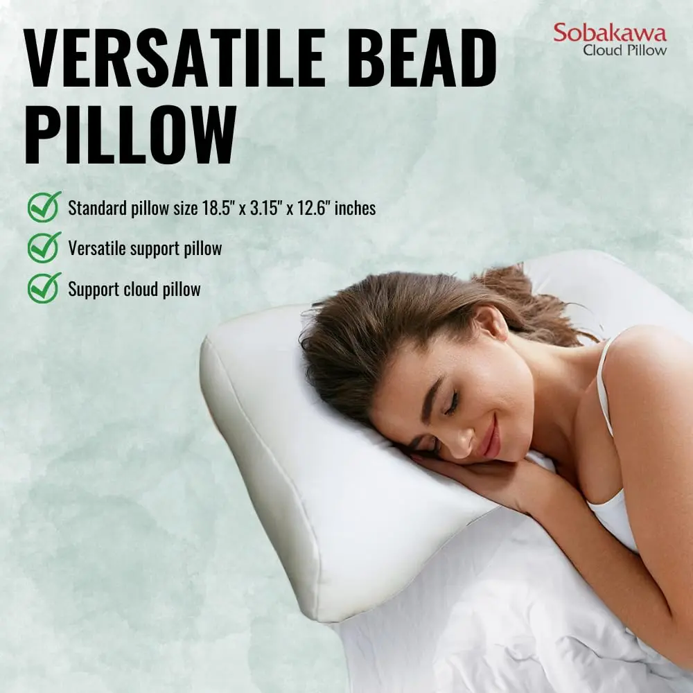 Sobakawa Cloud Pillow with Microbead Fill - Contoured Neck Support Pillow - White - 18.5 x 12.6 x 3.15 inches (47 cm x 32 cm x 8 cm) - view 6