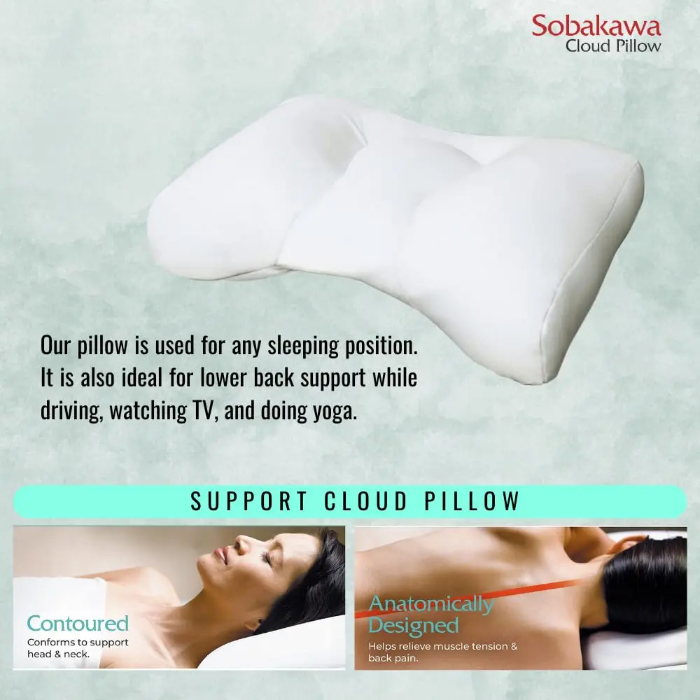Sobakawa Cloud Pillow with Microbead Fill - Contoured Neck Support Pillow - White - 18.5 x 12.6 x 3.15 inches (47 cm x 32 cm x 8 cm) - view 7
