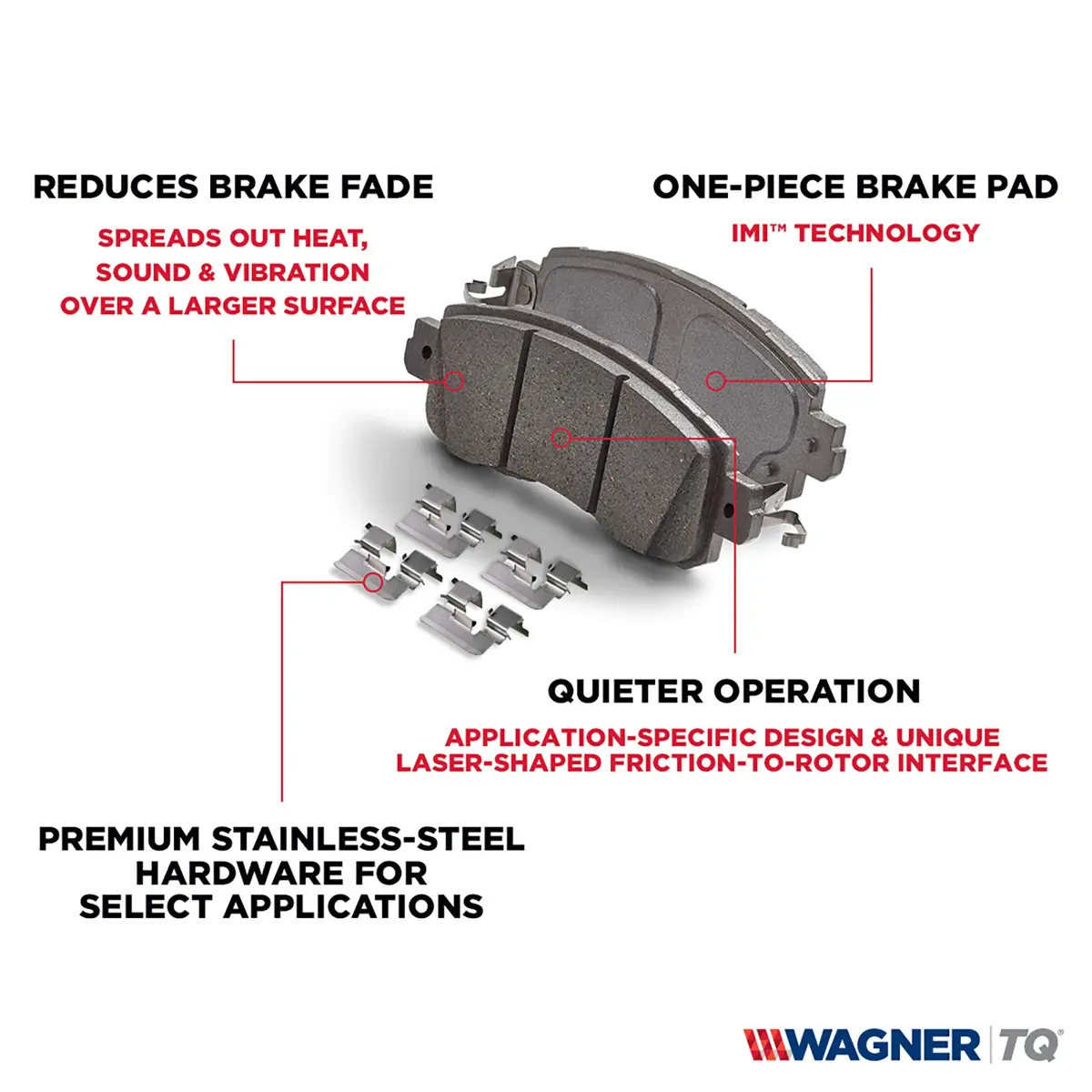 Wagner ThermoQuiet QC1282 Ceramic Disc Brake Pad Set Front 2.27 kg (5 lb) | Quiet Operation & Long Life - view 6