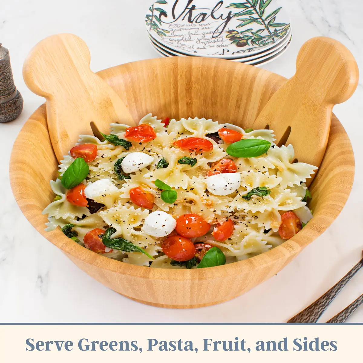 Totally Bamboo Salad Hands, Wood Salad Tongs Alternative for Serving | Eco-Friendly Bamboo Salad Server Set - view 5