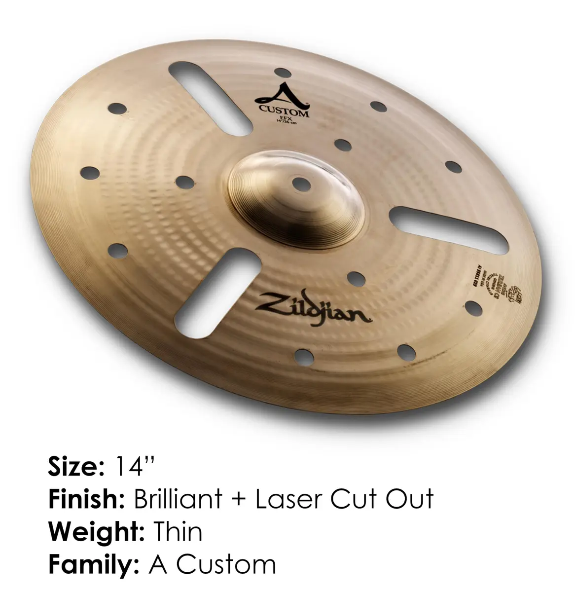Zildjian 14" A Custom EFX Crash Cymbal | Laser Cutouts for Quick, Dry Sound - view 2