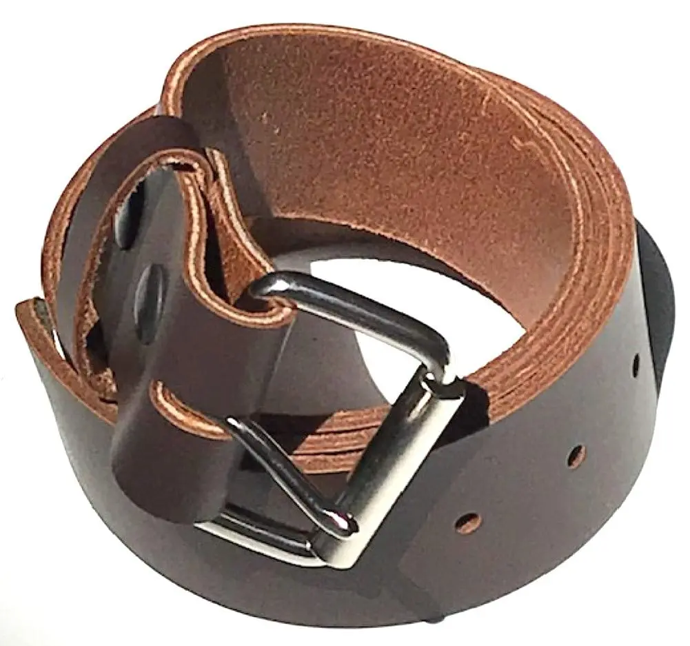 Dangerous Threads Heavy Brown Leather Belt 1 3/4" Wide (38) | Handcrafted USA Belt for Men - main product image