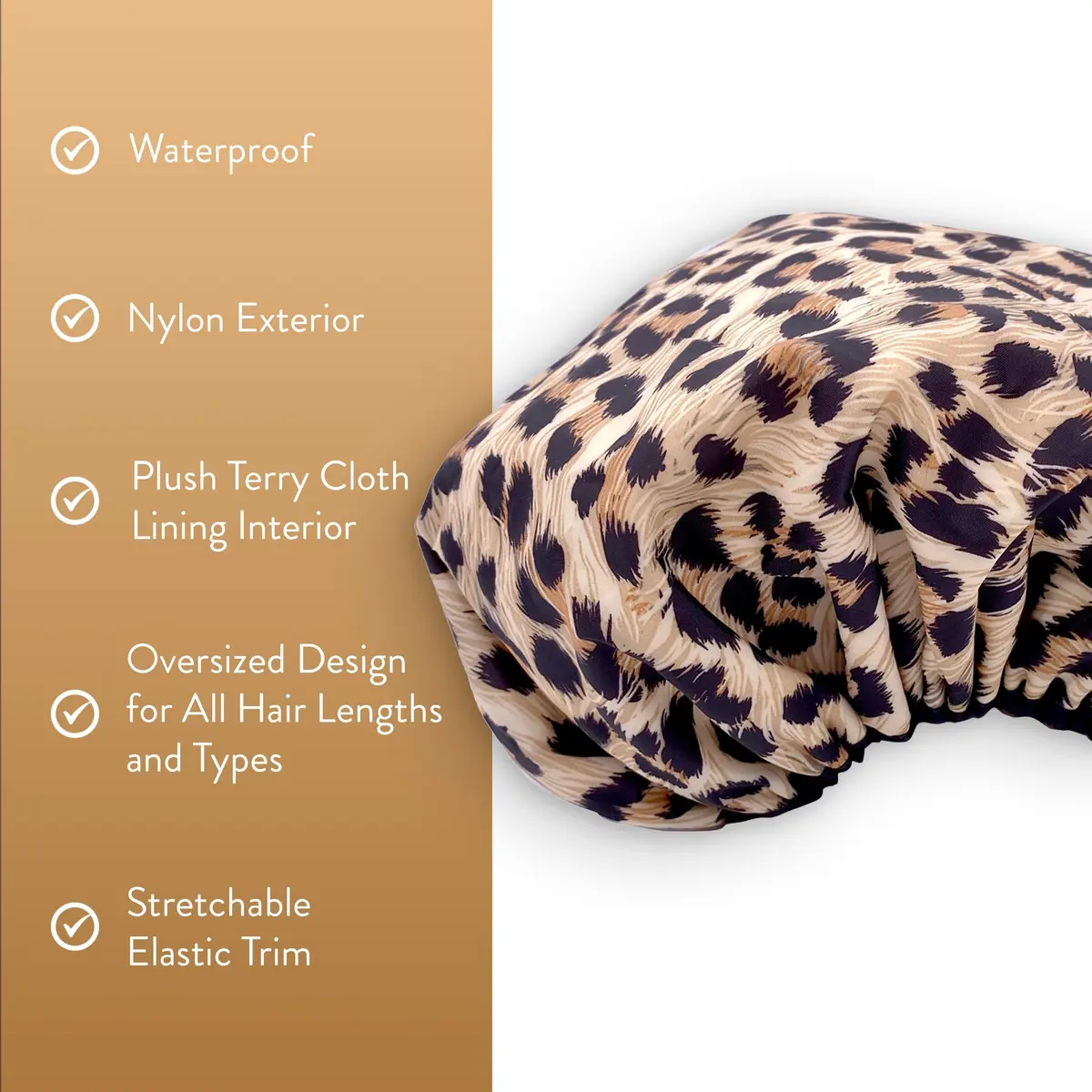 Betty Dain Socialite Reusable Shower Cap, Safari Spots, Terry Lined, 1 Count - view 3