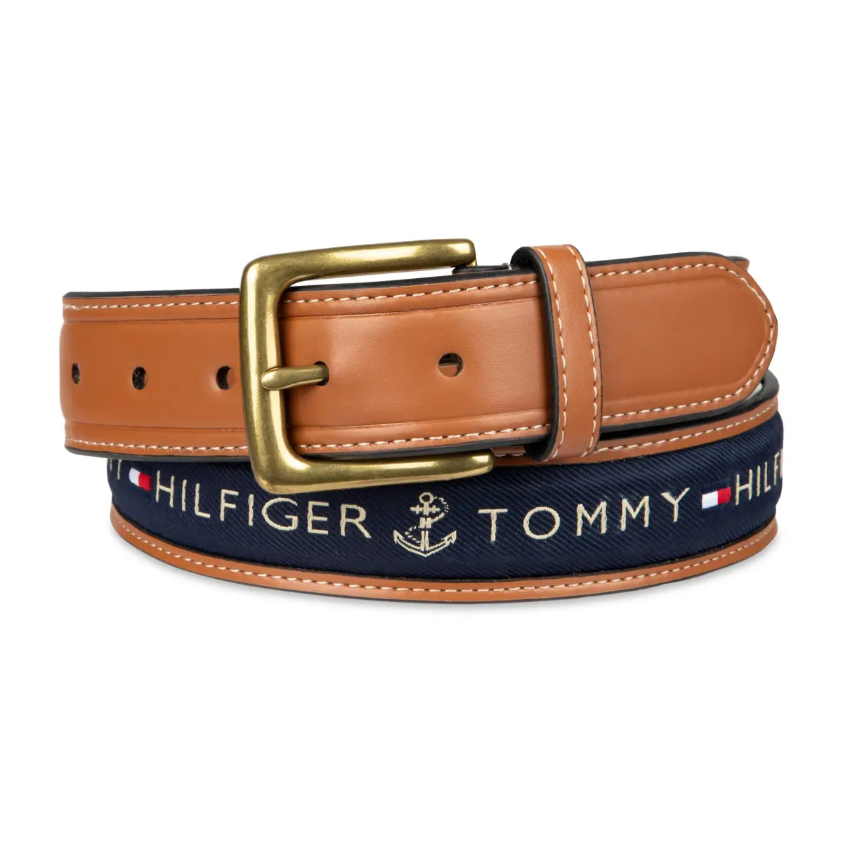 Tommy Hilfiger Men's Ribbon Inlay Casual Belt with Harness Buckle, Navy, 34.3 cm (13.5 inches) | Classic American Style - view 2